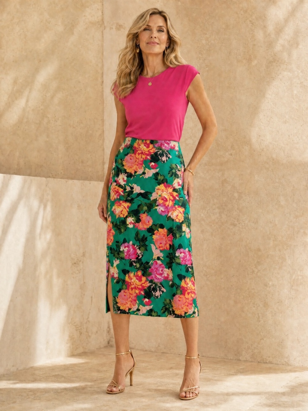 IMAN Global Chic Floral Mesh Midi Skirt L NWOT Lined Pull-On - Picture 16 of 16